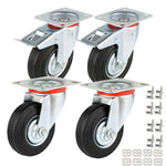 WielenWarenhuis Heavy Duty Wheels 75 mm with Brake, 4 Pieces Transport Casters, Casters up to 200 kg, Rubber Furniture Casters, 360 Degree Rotatable, Industrial Casters, Heavy Load, Wheels for Furniture (2 - Casters