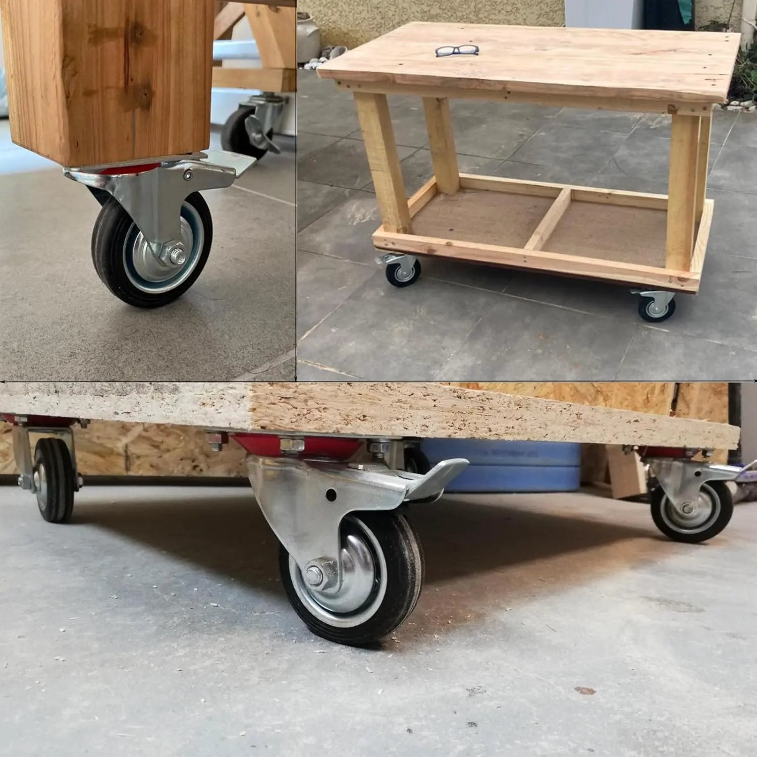 WielenWarenhuis Heavy Duty Wheels 75 mm with Brake, 4 Pieces Transport Casters, Casters up to 200 kg, Rubber Furniture Casters, 360 Degree Rotatable, Industrial Casters, Heavy Load, Wheels for Furniture (2 - Casters