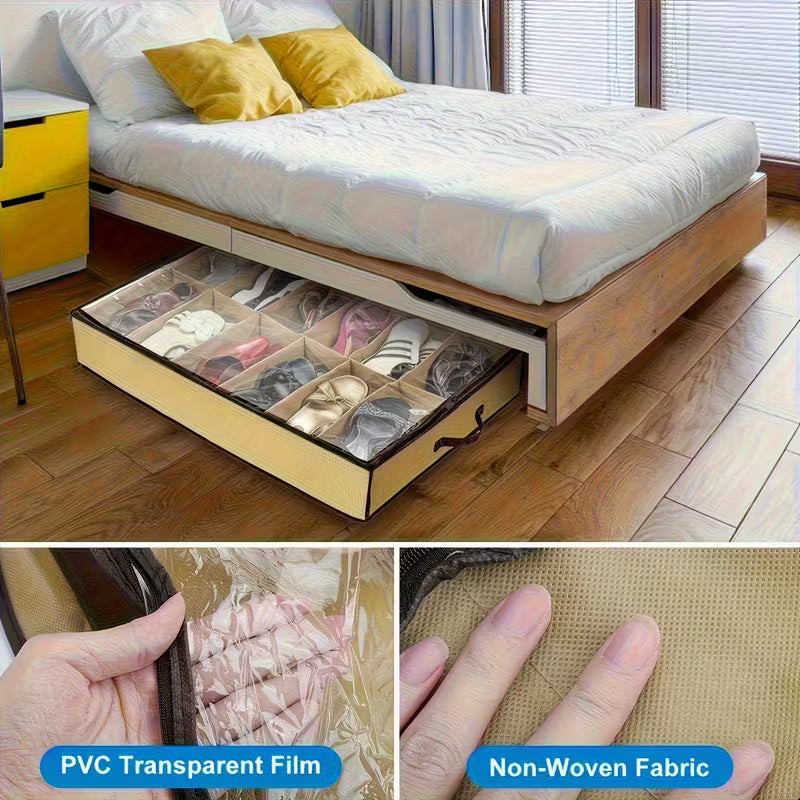 Borvat® Borvat® | Schoenendoos met veiligheidsrits - opbergzak, ruimtebesparende kast voor onder het bed/ingang/kast - geschikt voor sportschoenen, laarzen, sandalen, designhoes, schoenendoos, schoenenrek, ingangsopbergzak, kastopbergzak, opbergzak, versterkt - Shoe Organizers Opslag & Organisatie