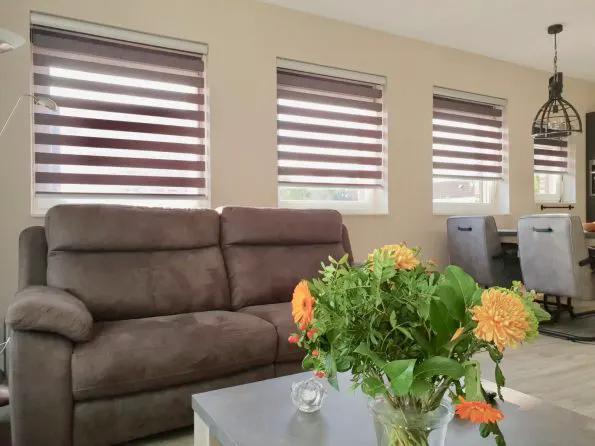 Merkloos Duo Rolgordijn Houtlook Bruin Verduisterend Lichtdoorlatend Met Ketting 210x120 cm - Shades Wonen & Interieur
