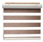 Merkloos Duo Rolgordijn Houtlook Bruin Verduisterend Lichtdoorlatend Met Ketting 210x120 cm - Shades Wonen & Interieur