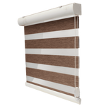 Merkloos Duo Rolgordijn Houtlook Bruin Verduisterend Lichtdoorlatend Met Ketting 210x120 cm - Shades Wonen & Interieur