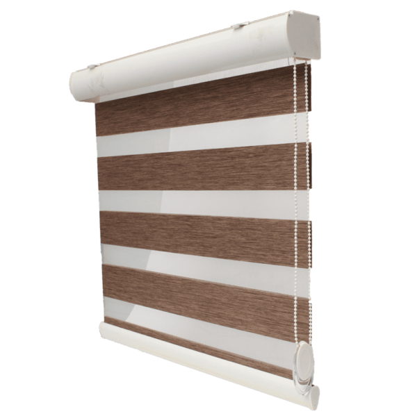 Merkloos Duo Rolgordijn Houtlook Bruin Verduisterend Lichtdoorlatend Met Ketting 210x120 cm - Shades Wonen & Interieur