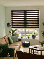 Merkloos Duo Rolgordijn Houtlook Bruin Verduisterend Lichtdoorlatend Met Ketting 210x120 cm - Shades Wonen & Interieur